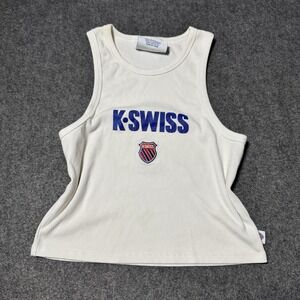 K Swiss x Forever 21 Ribbed Logo Tank Top Womens M Y2K Retro Streetwear